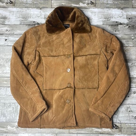 American Vintage Jackets & Blazers - 90s vintage Oscar sports vegan leather Sherpa jacket M